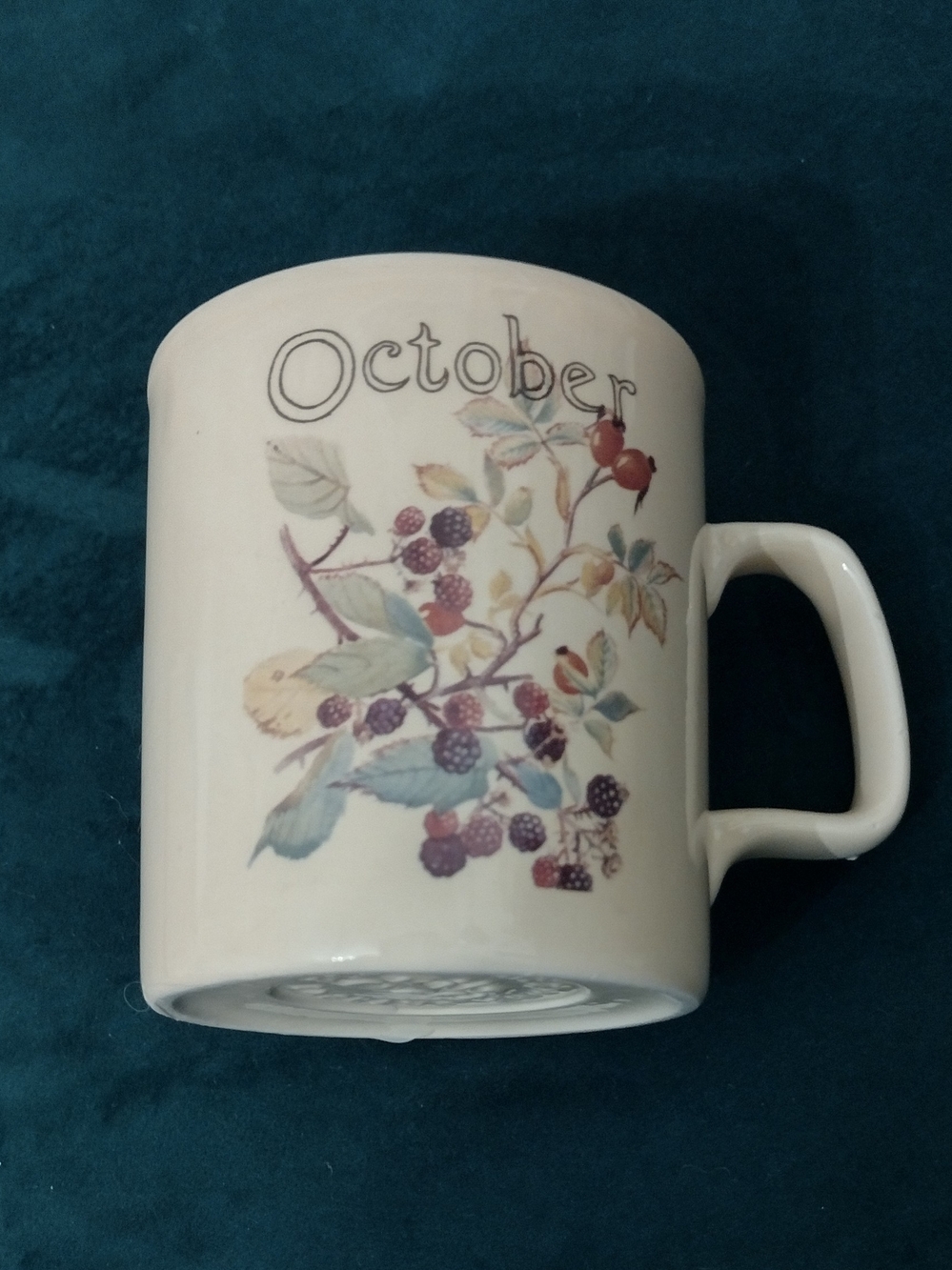 Vintage "October" Floral Ceramic Mug England
